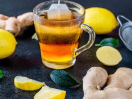 Ginger root tea with lemon