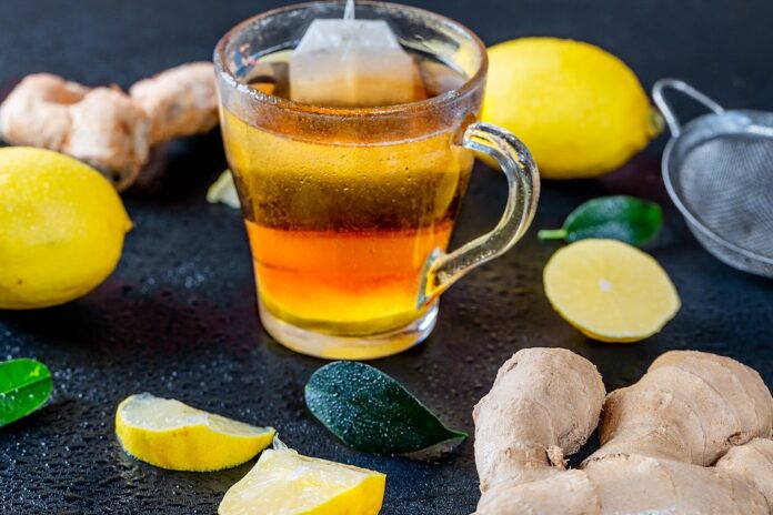Ginger root tea with lemon