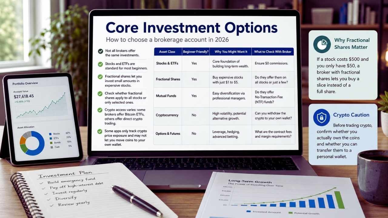 How to choose a brokerage account in 2026: Core Investment Options