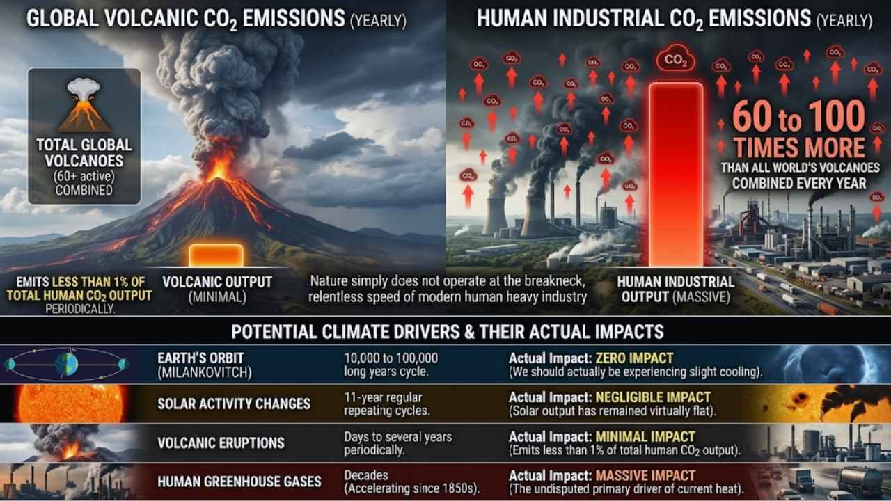 Volcanoes vs Human Industrial Output