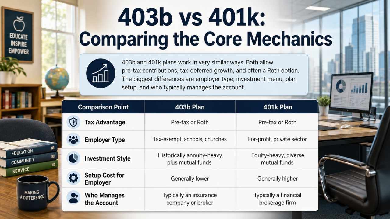 403b vs 401k: Comparing the Core Mechanics