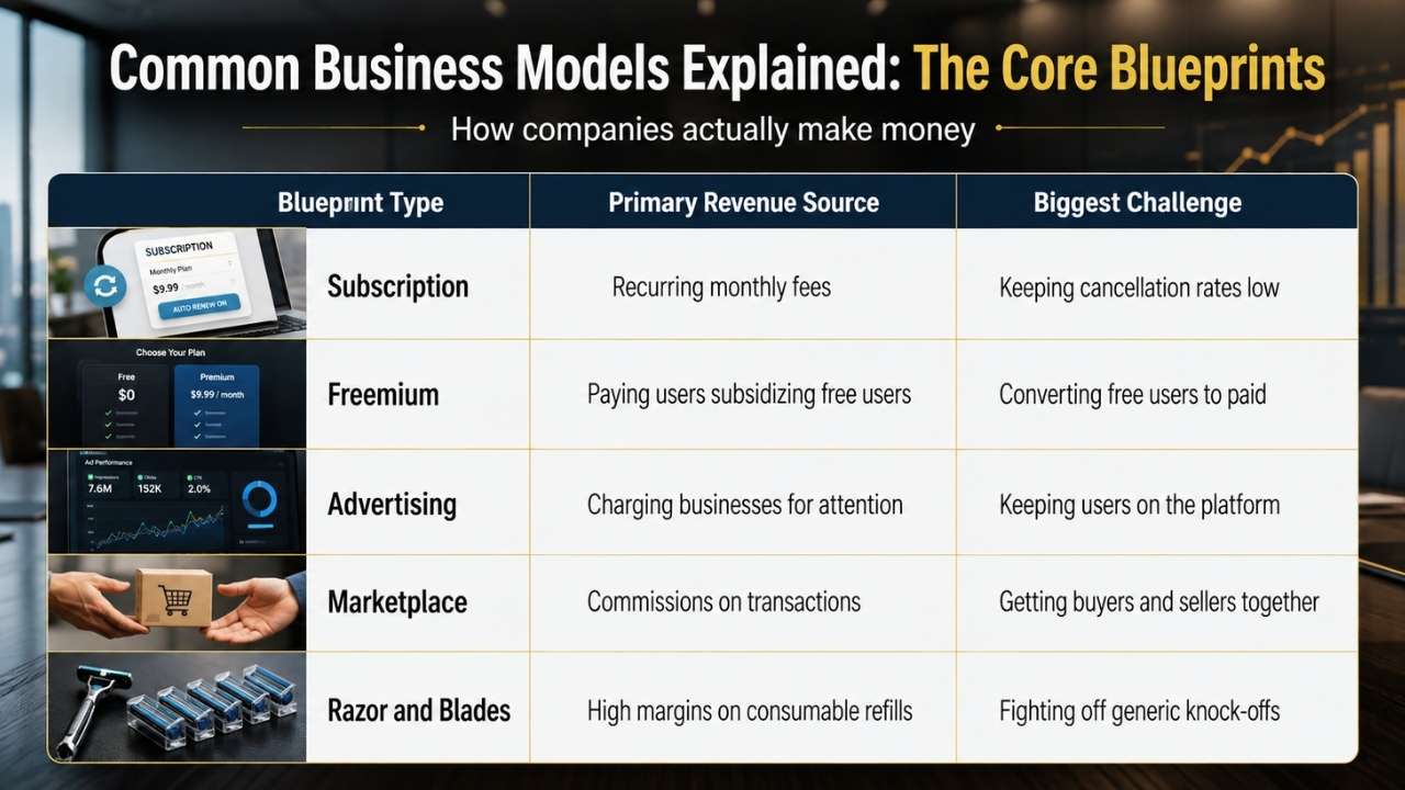 Common Business Models Explained: The Core Blueprints