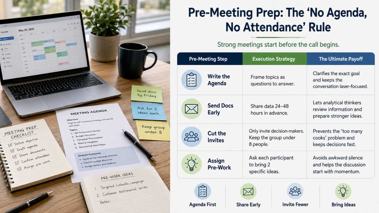 Pre-Meeting Prep: The "No Agenda, No Attendance" Rule